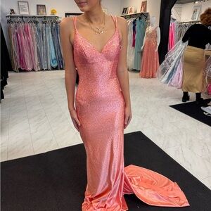 Elegant Coral Evening Gown